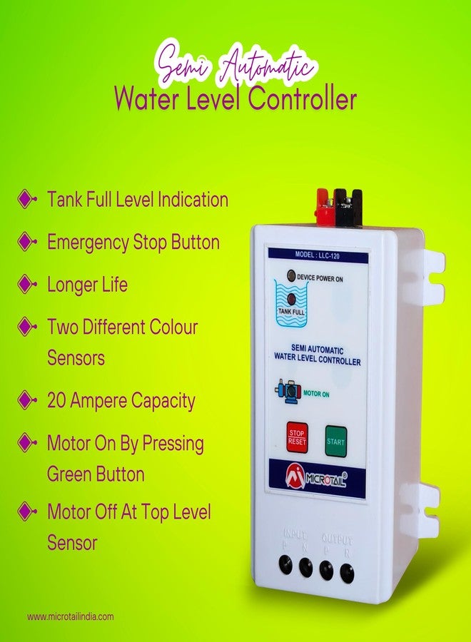 Microtail Semi Automatic Water Level Controller, 20A, Wall Mount Plastic Enclosure, 0.5mm Sensor Wire - Image 2
